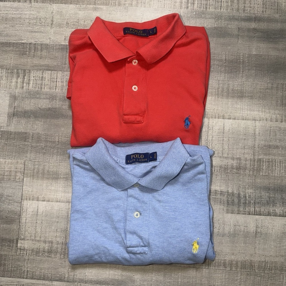 Polo Ralph Lauren Polo Shirt Mens Large Regular Fit Casual Preppy Lot Of 2